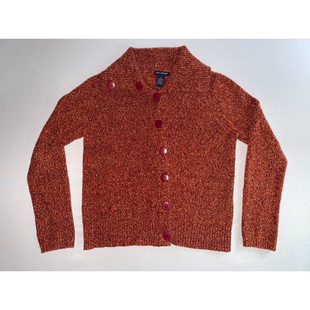 Burnt-Orange/Burgundy Knit Cardigan | SML Sport | Size Small